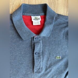 Lacoste Blue Polo Shirt with Red Accent